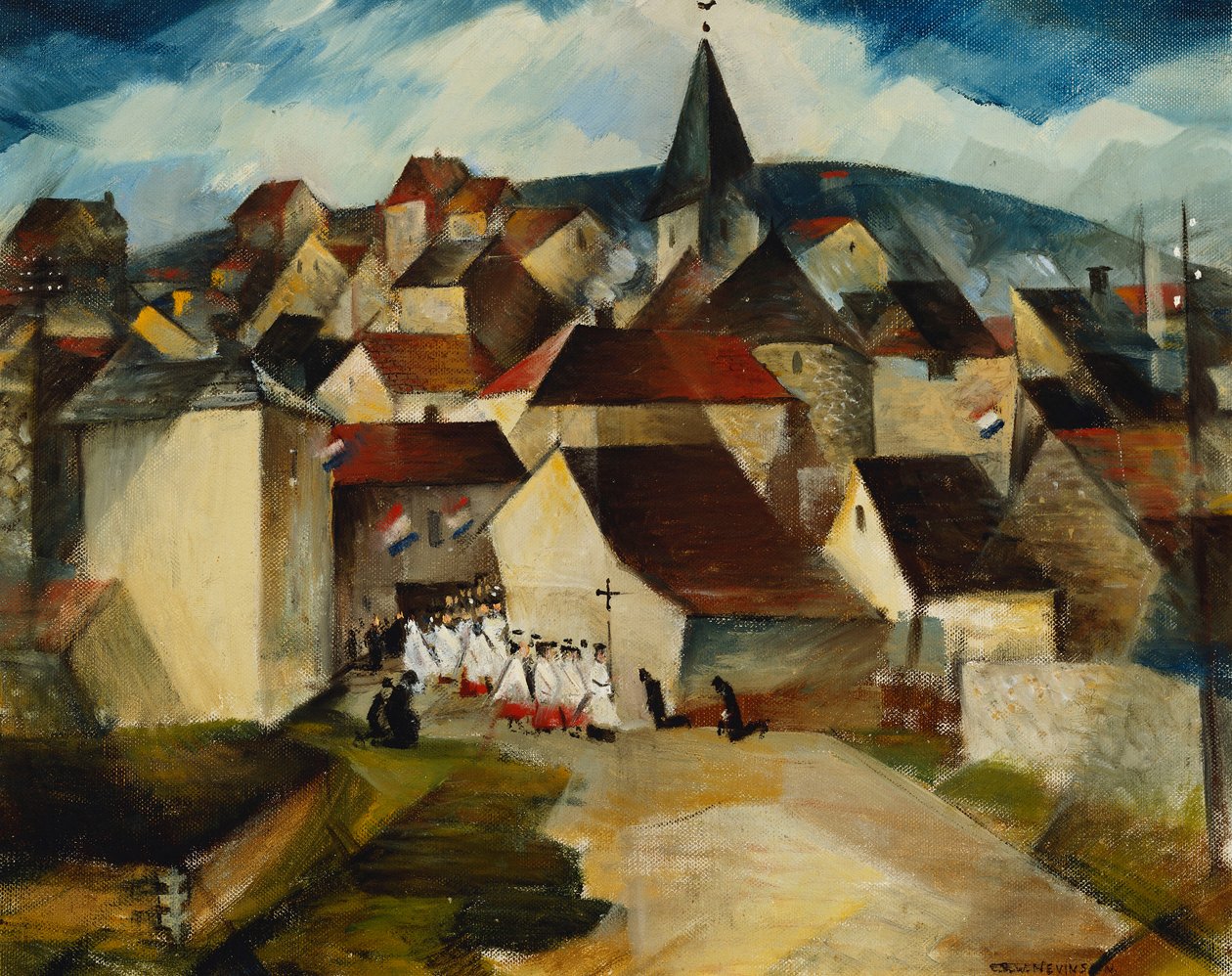 Procissão de Aldeia, França, c.1923 de Christopher Richard Wynne Nevinson
