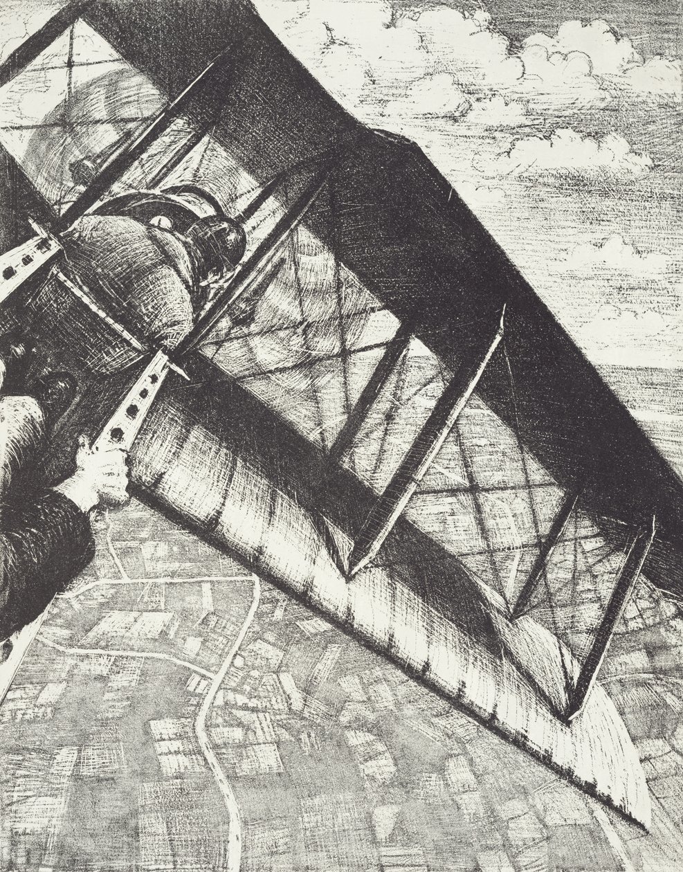 Bancário a 4000 pés, c. 1918 (lito) de Christopher Richard Wynne Nevinson