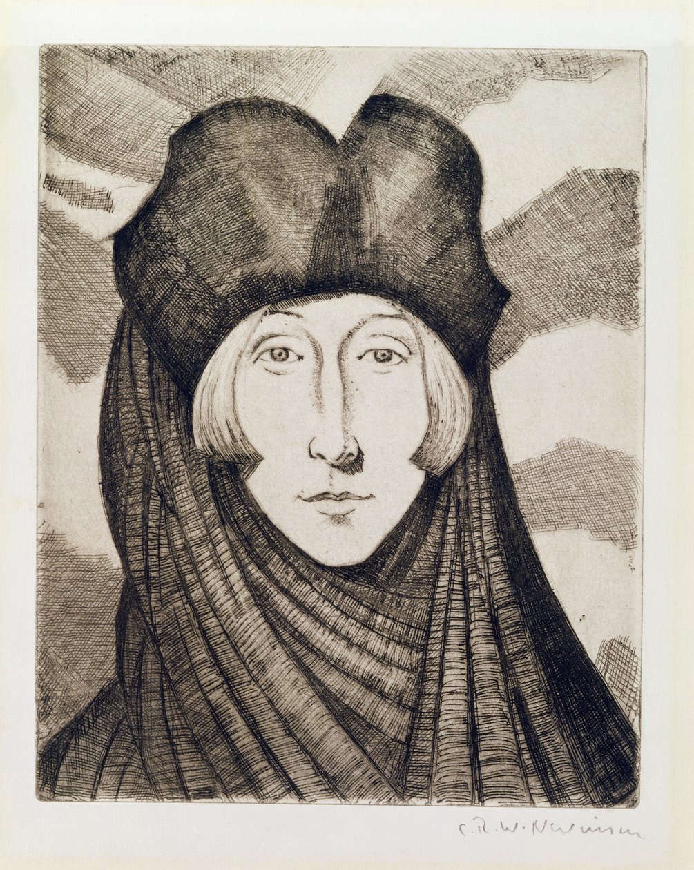 Edith Sitwell (1887-1964) 1927 (gravura e ponto de secagem) de Christopher Richard Wynne Nevinson