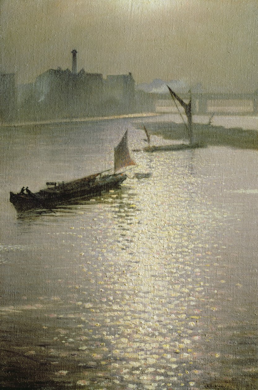Da Ponte de Waterloo: Sun Bursting através do nevoeiro, c.1924 de Christopher Richard Wynne Nevinson