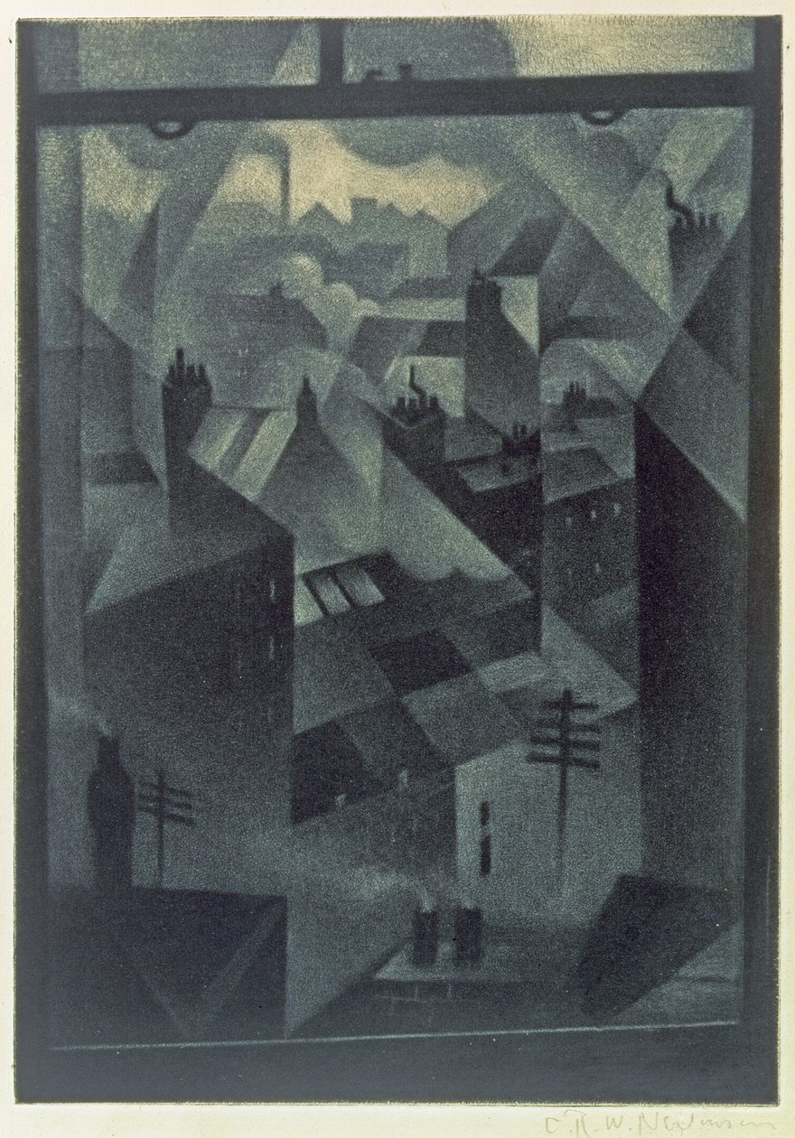 De uma janela do Office, 1918 (mezzotint) de Christopher Richard Wynne Nevinson
