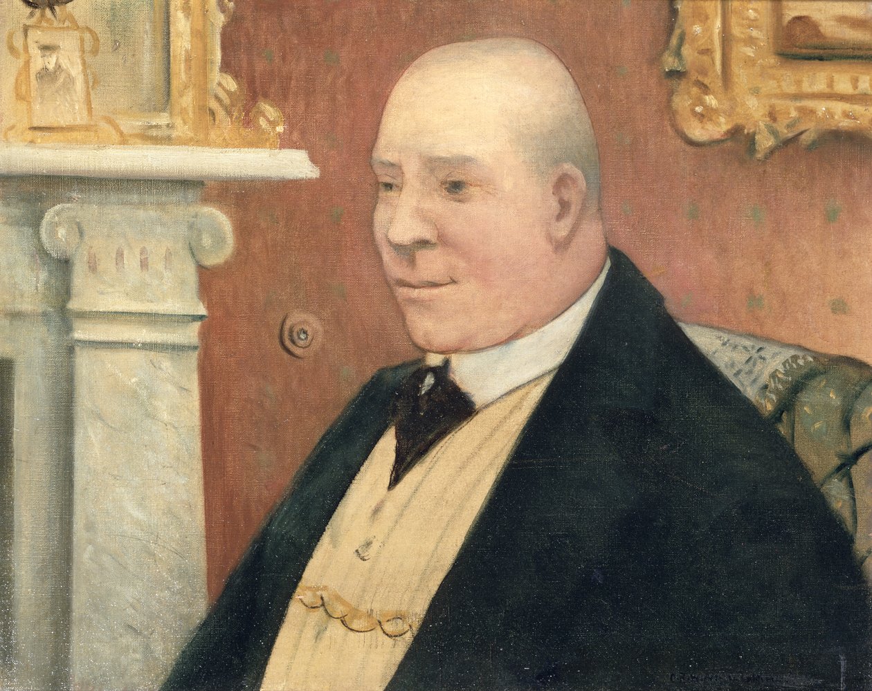 Ele ganhou uma fortuna ... mas ele perdeu um filho. Retrato do Sr. Moat (d.1940), o Mordomo da Família Sitwell, 1918 de Christopher Richard Wynne Nevinson