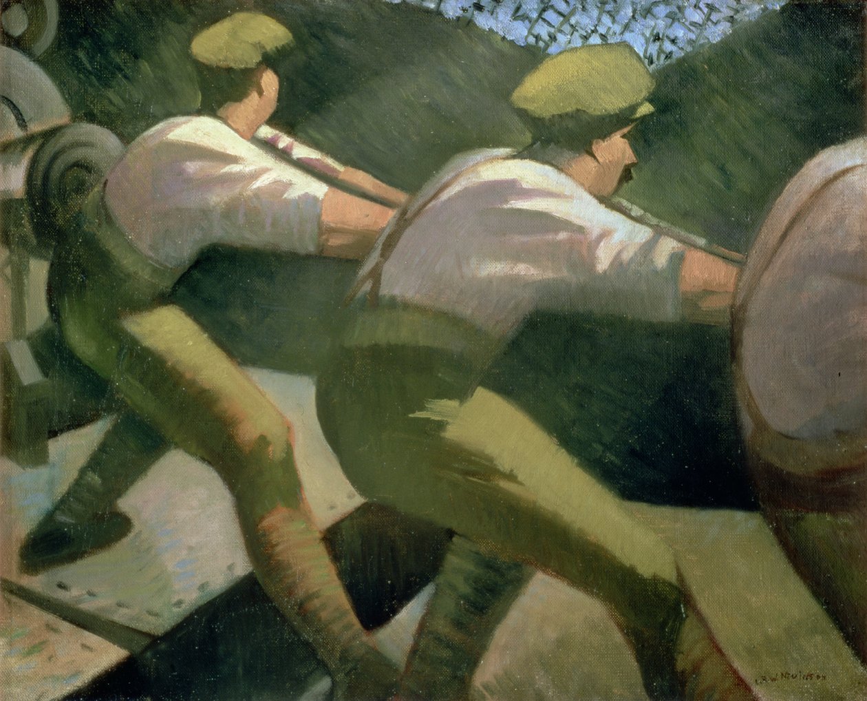 Carregando uma arma nas trincheiras, 1918 de Christopher Richard Wynne Nevinson