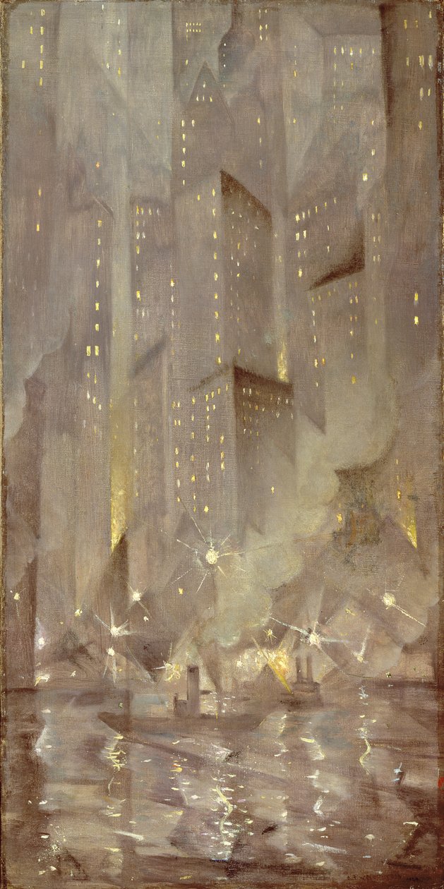 Nova York à noite, c.1922 de Christopher Richard Wynne Nevinson