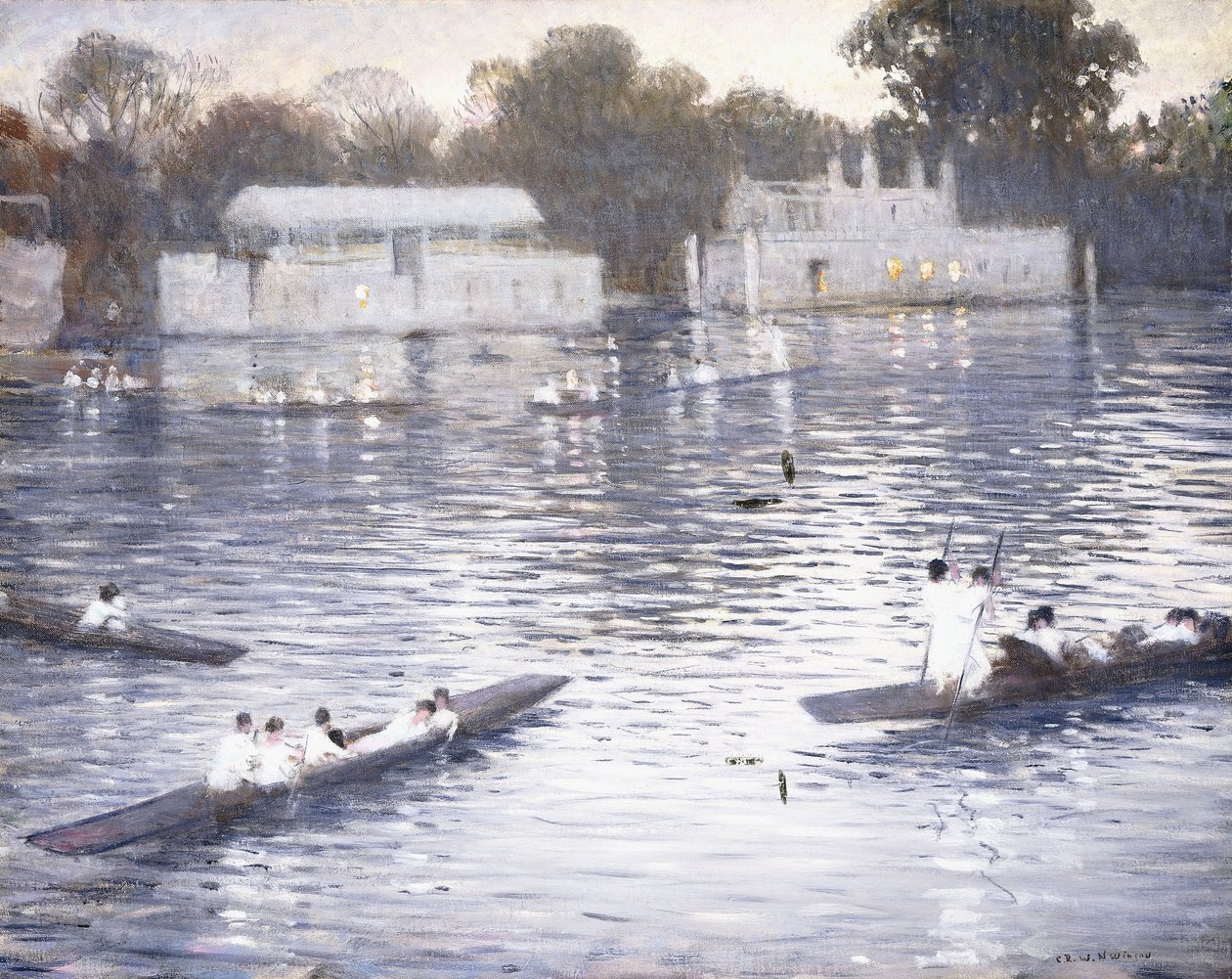 Domingo à noite, Pontapés no Tamisa em Henley, 1924 de Christopher Richard Wynne Nevinson