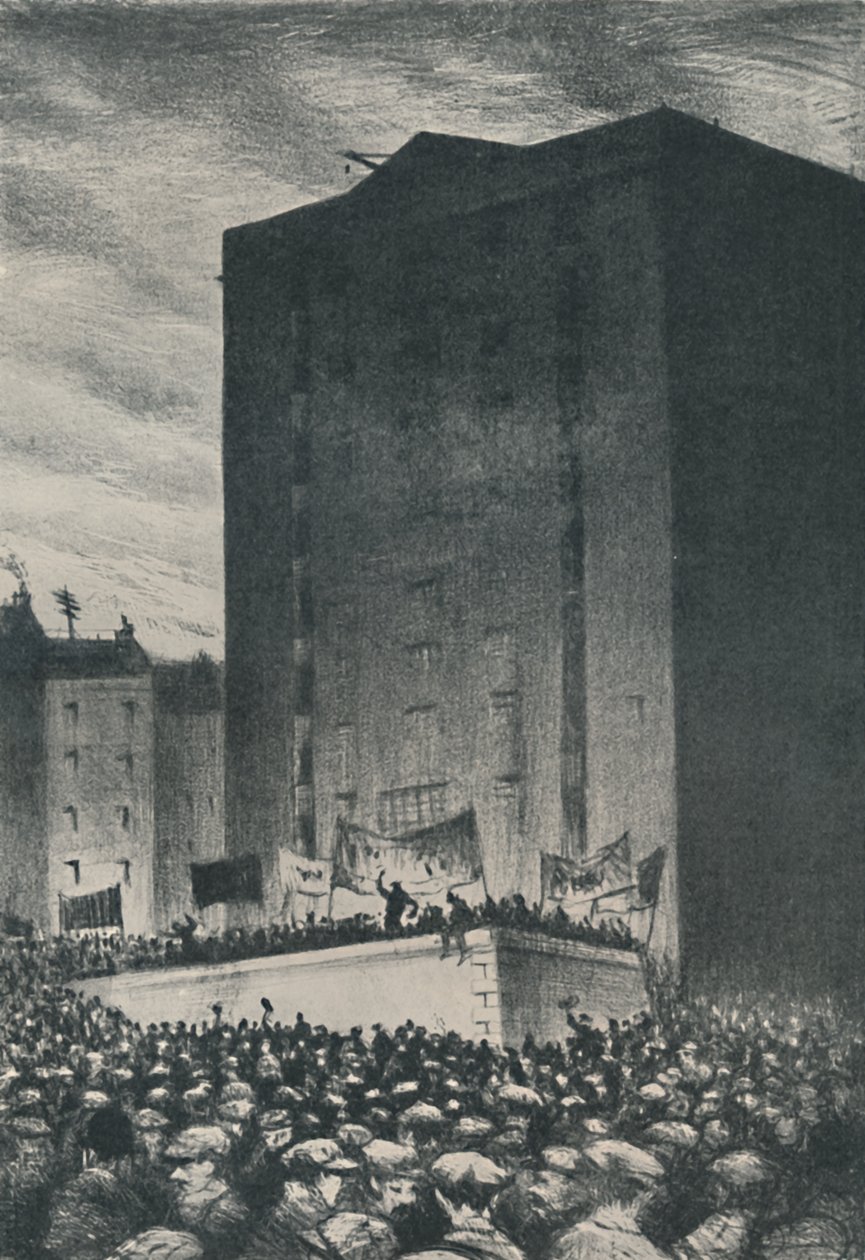 A greve ferroviária - Reunião em Tower Hill, 1919, 1920 de Christopher Richard Wynne Nevinson