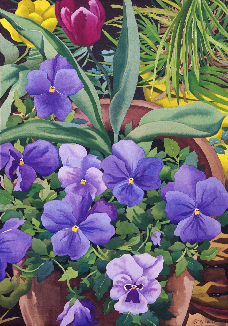 Vasos de Flores com Tótós, 2007 (wc on paper) de Christopher Ryland