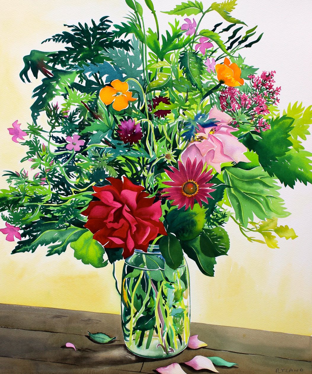 Flores do Jardim (aguarela sobre papel) de Christopher Ryland