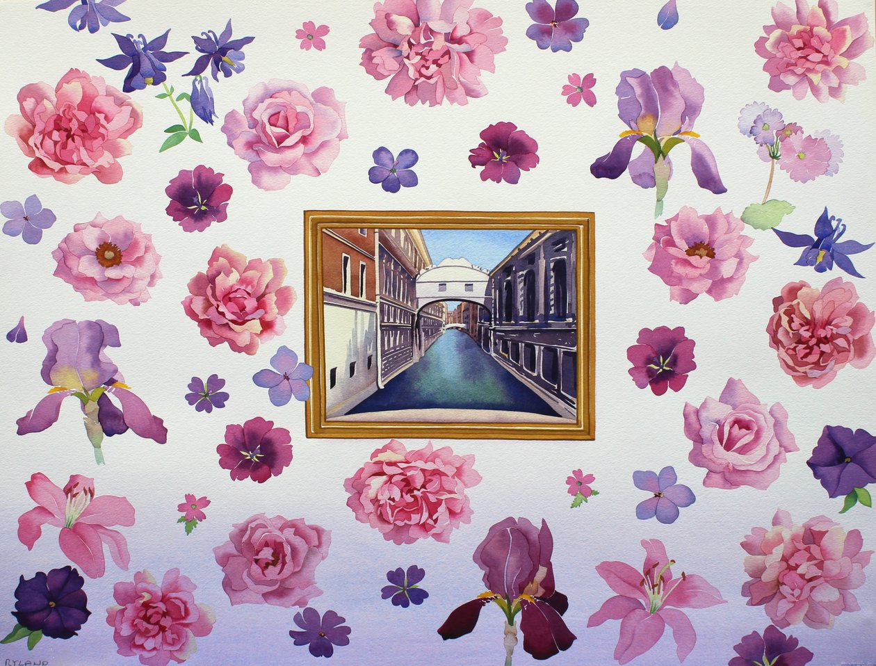 A Ponte dos Suspiros (aguarela sobre papel) de Christopher Ryland