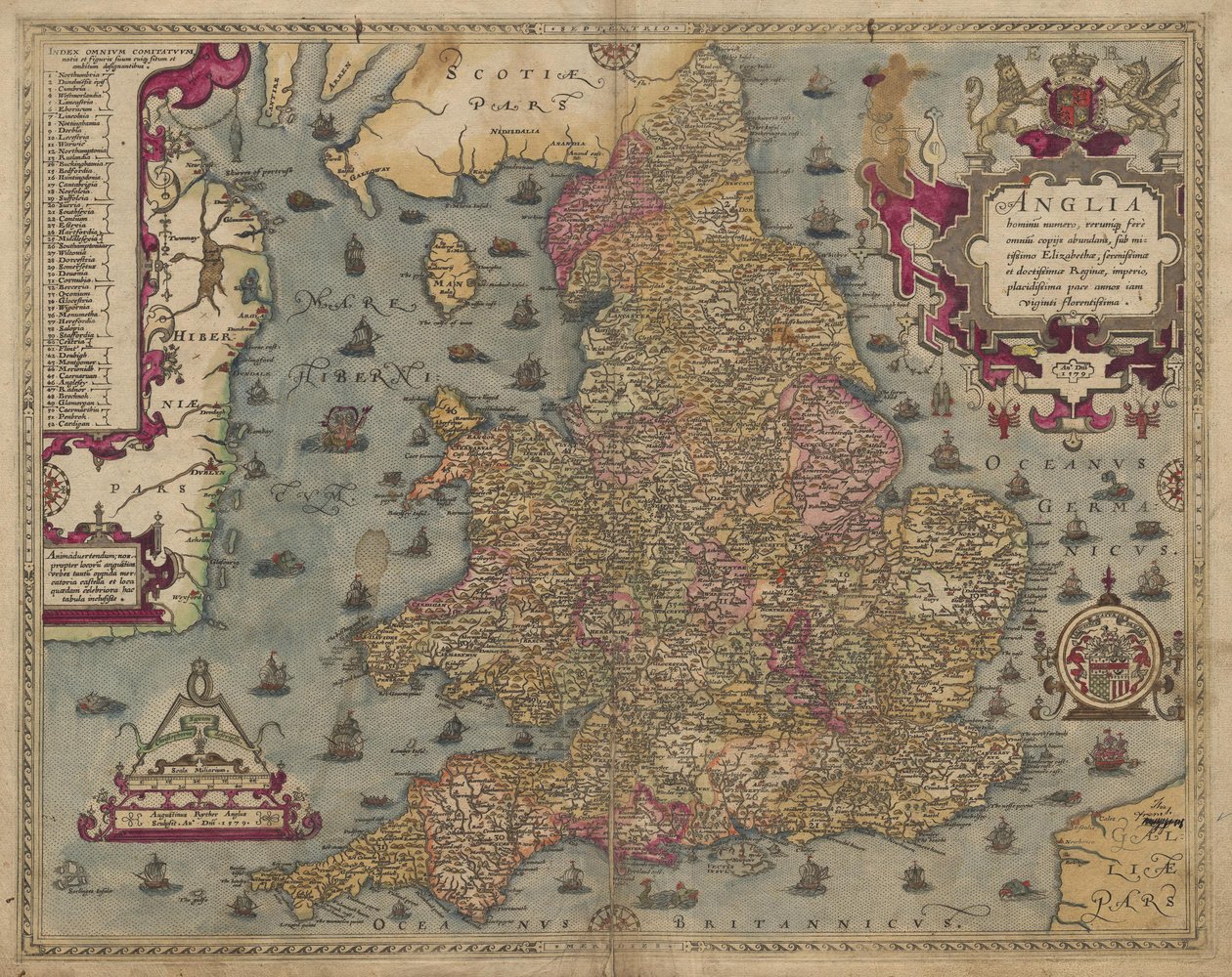 Anglia: Inglaterra e País de Gales, 1579 de Christopher Saxton