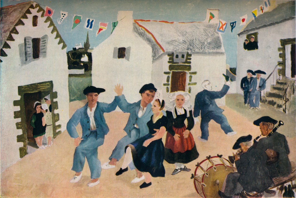 Dancing Sailors, Brittany por Christopher Woods, 1930, 1936. de Christopher Wood