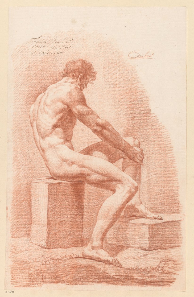 Nu Masculino Sentado, Vista Lateral (3º Prêmio 1790) de Chrétien Dubois