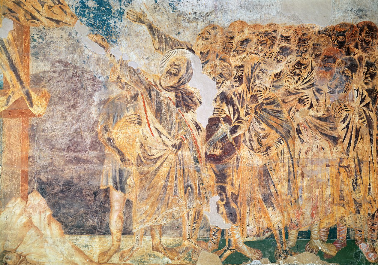 Crucificação, detalhe do lado direito, c.1270 (detalhe de 439294) de Giovanni Cimabue