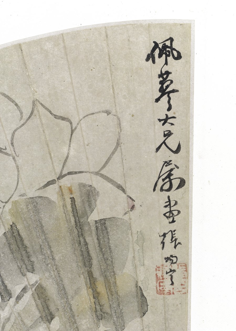 Flor de lótus e folhas (tinta e cores claras sobre papel) de Cining Zhang