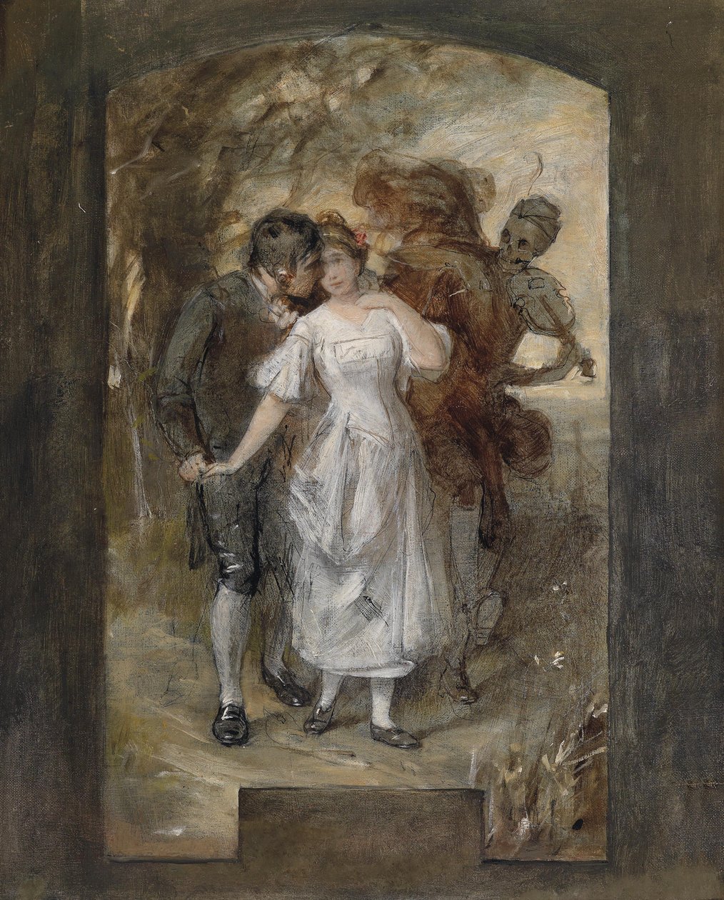 Casal jovem e a morte de Circle of Hans Makart