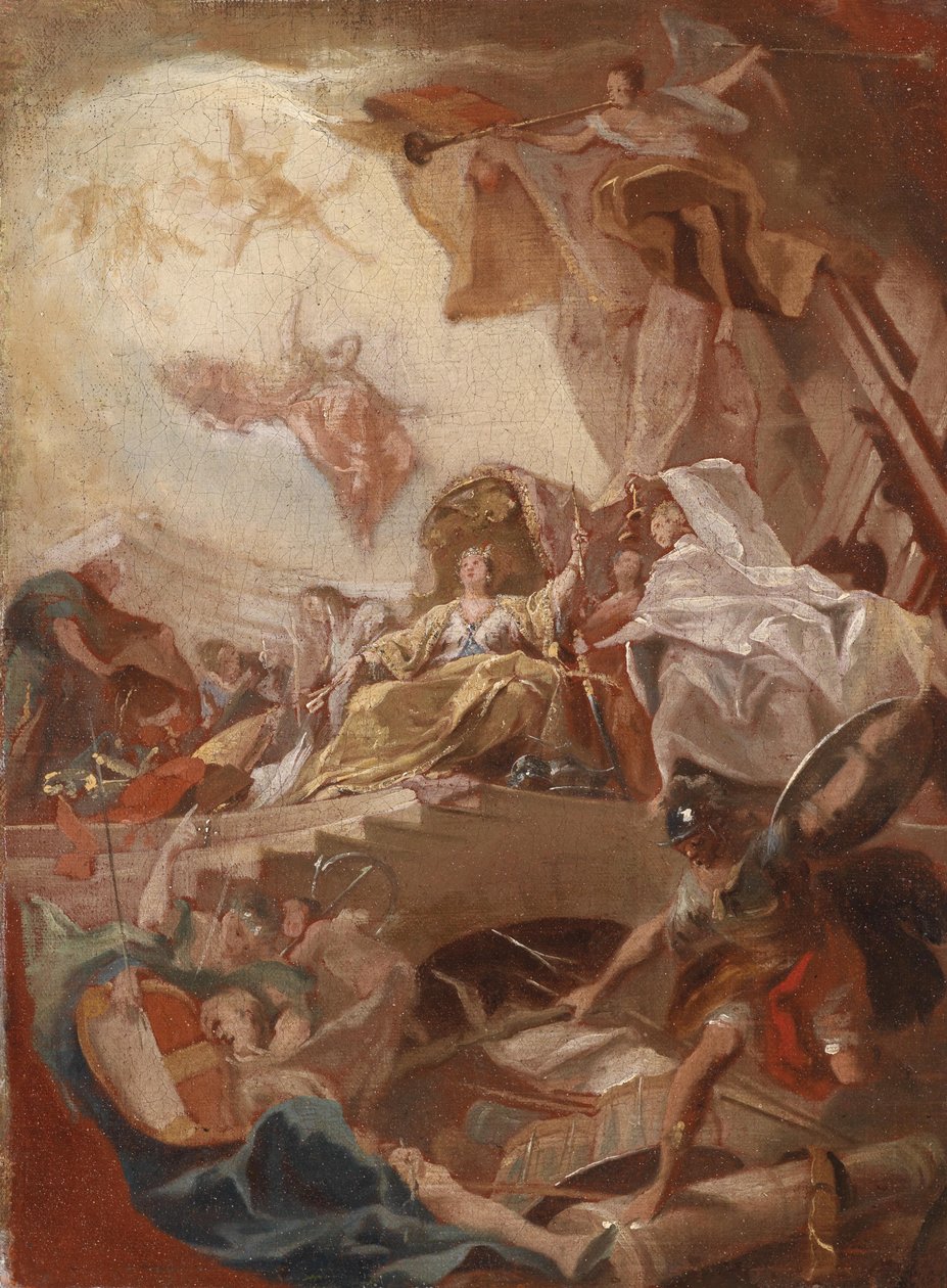 Glorificação alegórica de uma casa principesca de Circle of Johann Evangelist Holzer