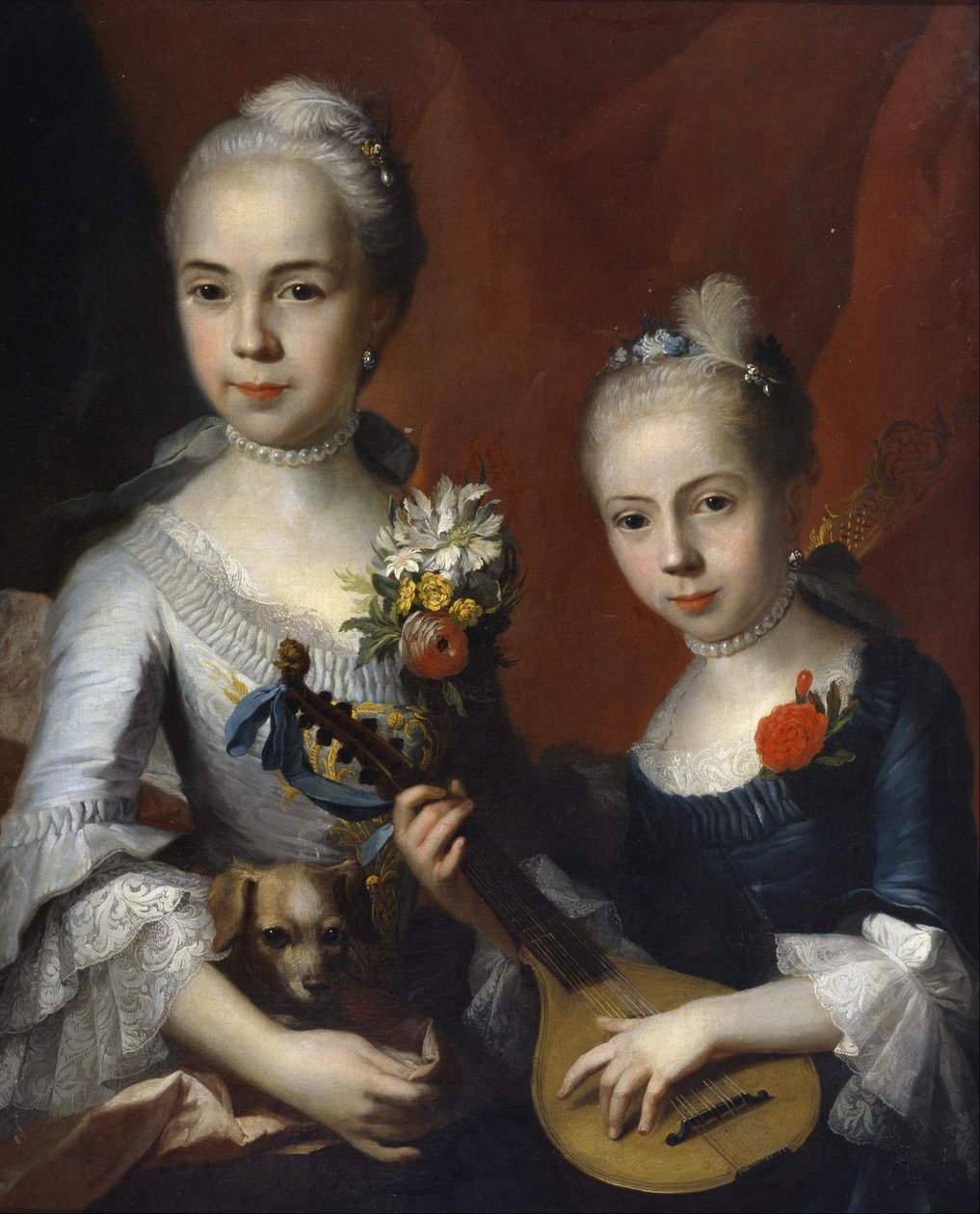 Retrato de duas raparigas de Circle of Antoine Pesne