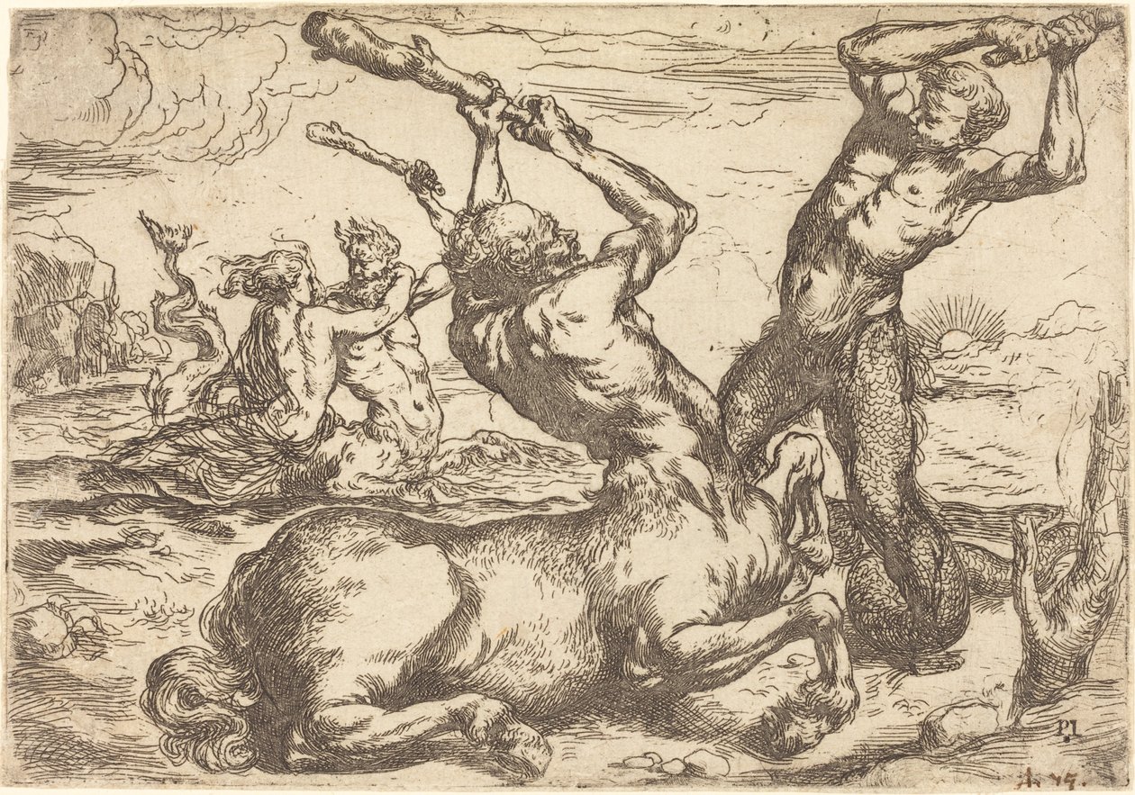 Batalha entre um Centauro e um Tritão de Circle of Jusepe de Ribera
