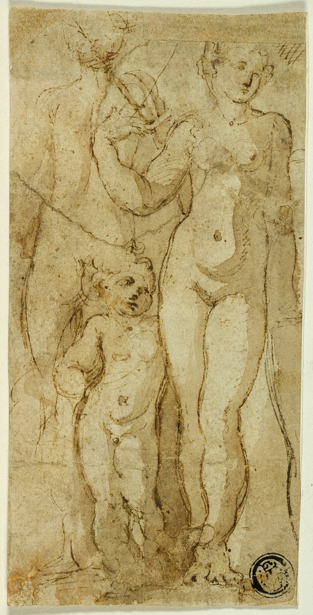 Vénus e Cupido de Circle of Parmigianino