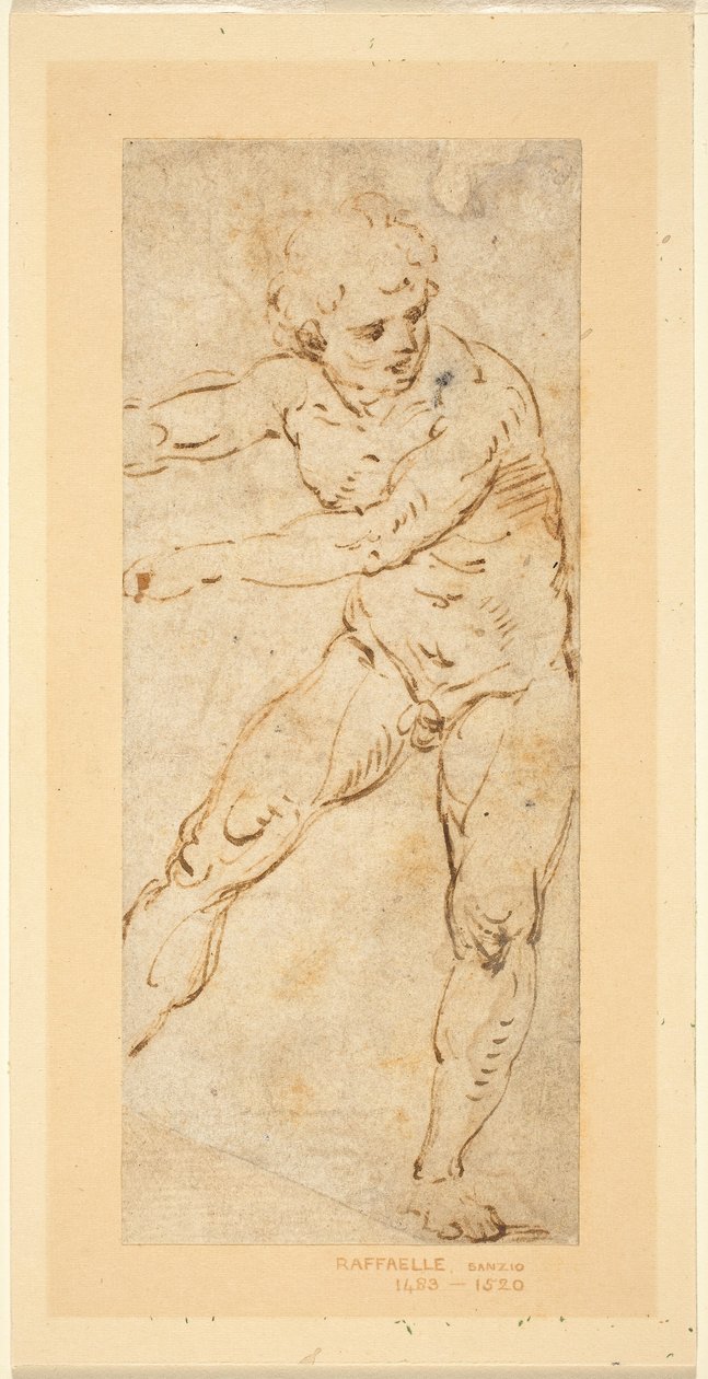 Um nu masculino em pé de Circle of Raphael