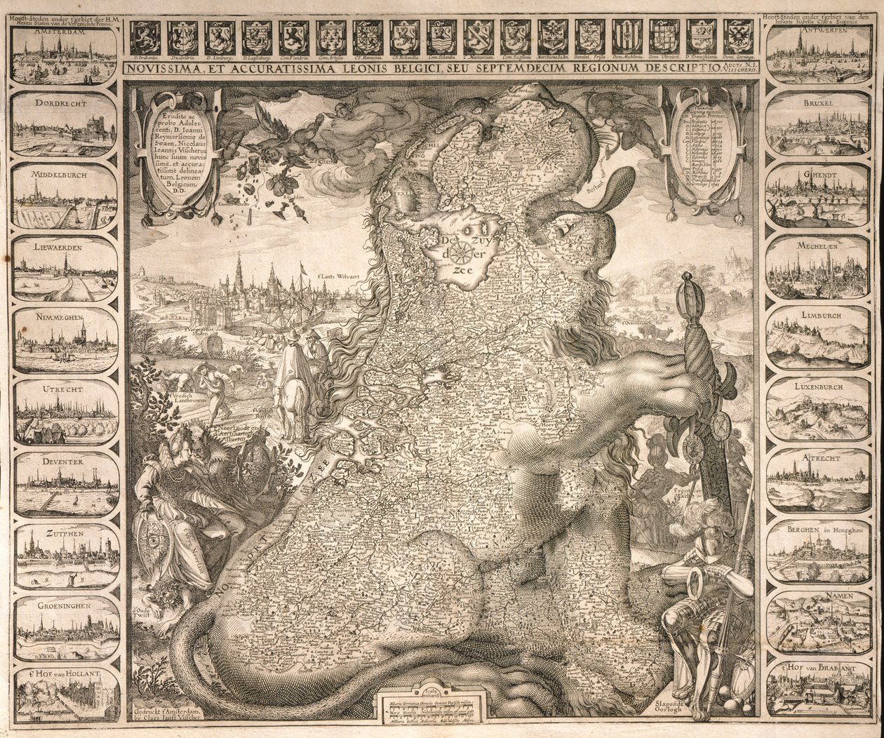 As dezessete regiões do leão belga, c.1583 de Claes Jansz Visscher