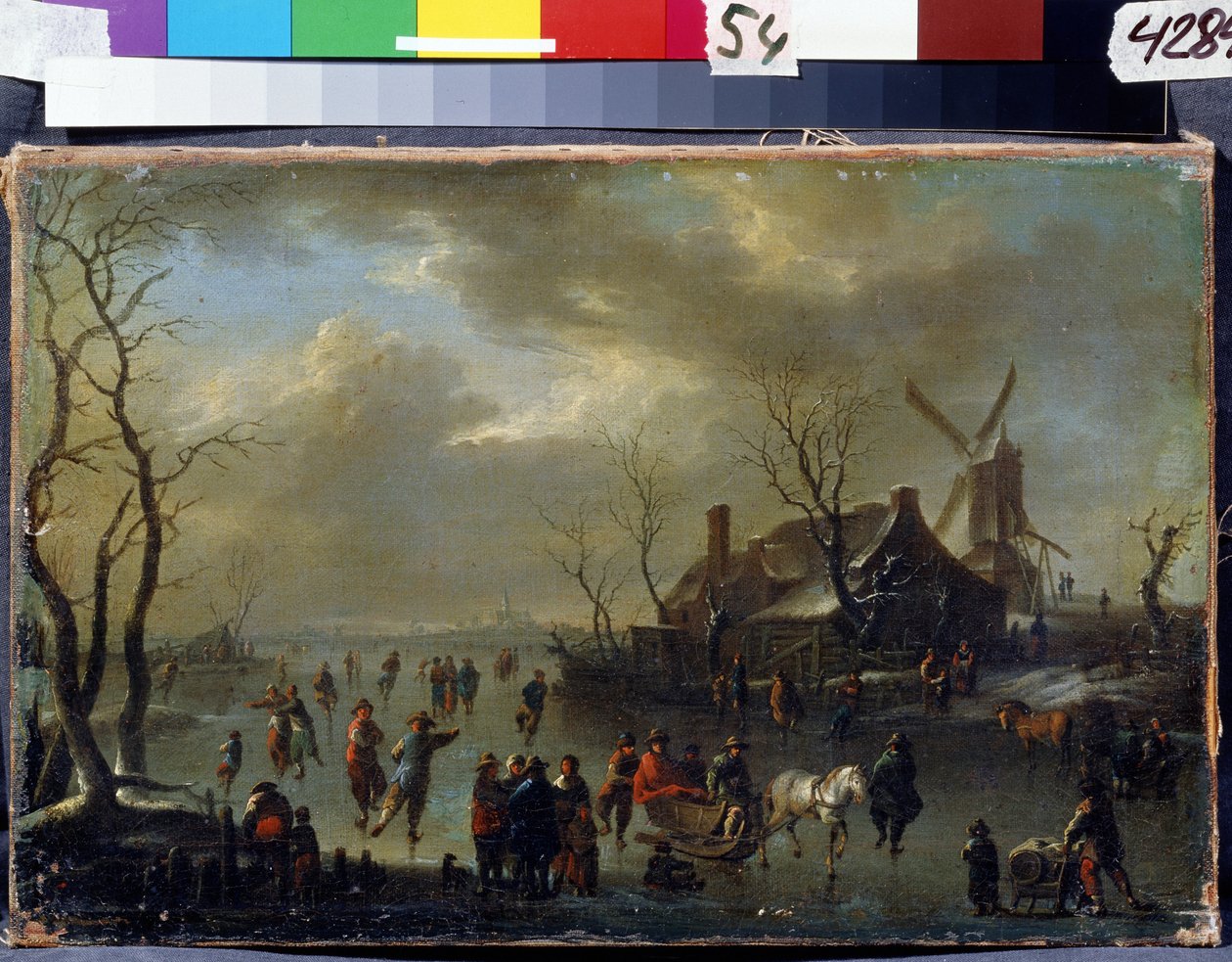 Paisagem de Inverno. Pintura de Claes Molenaer (Klaes Molenaer, ca. 1630-1676). Óleo sobre madeira. Arte holandesa, estilo barroco. Museu Estatal Arkhangelskoye Estate, Moscovo de Claes  Molenaer