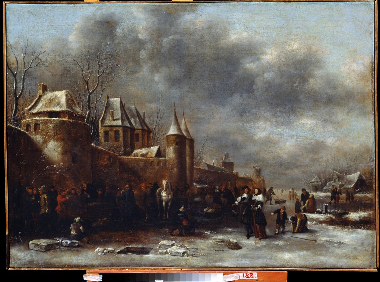 Chateau au bord de la riviere (Um castelo na margem do rio). Pintura de Claes Molenaer (Claes de Claes  Molenaer