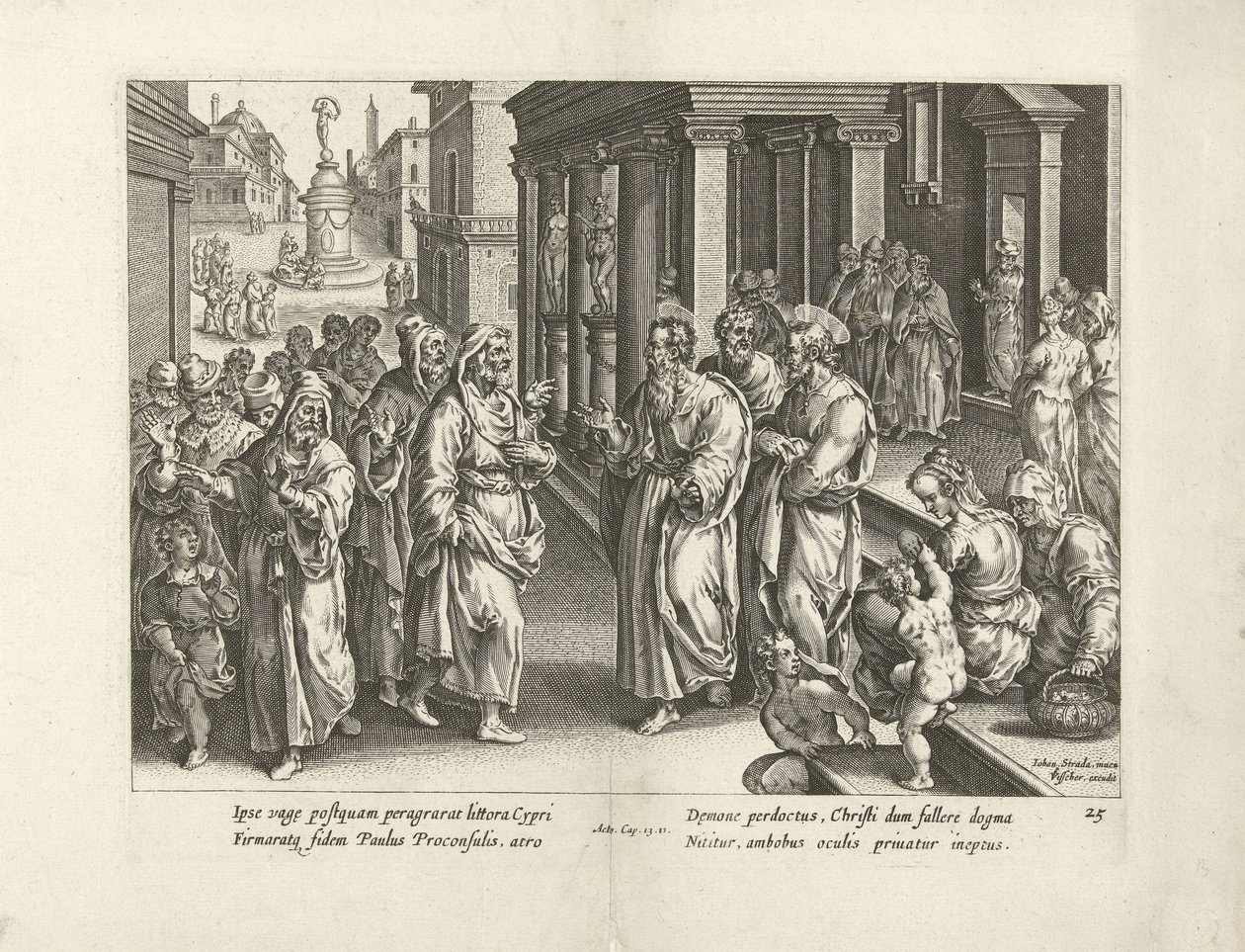 Paul disputa com o feiticeiro Elymas
Actos dos Apóstolos (título da série)
Acta Apostolorum (título da série) de Claes Jansz. Visscher (II) (workshop of)