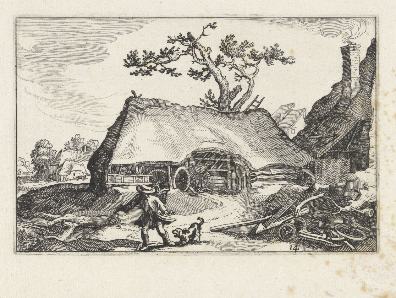 Cão a ladrar numa quinta
Paisagens com explorações agrícolas (título da série) de Claes Jansz. Visscher (II)