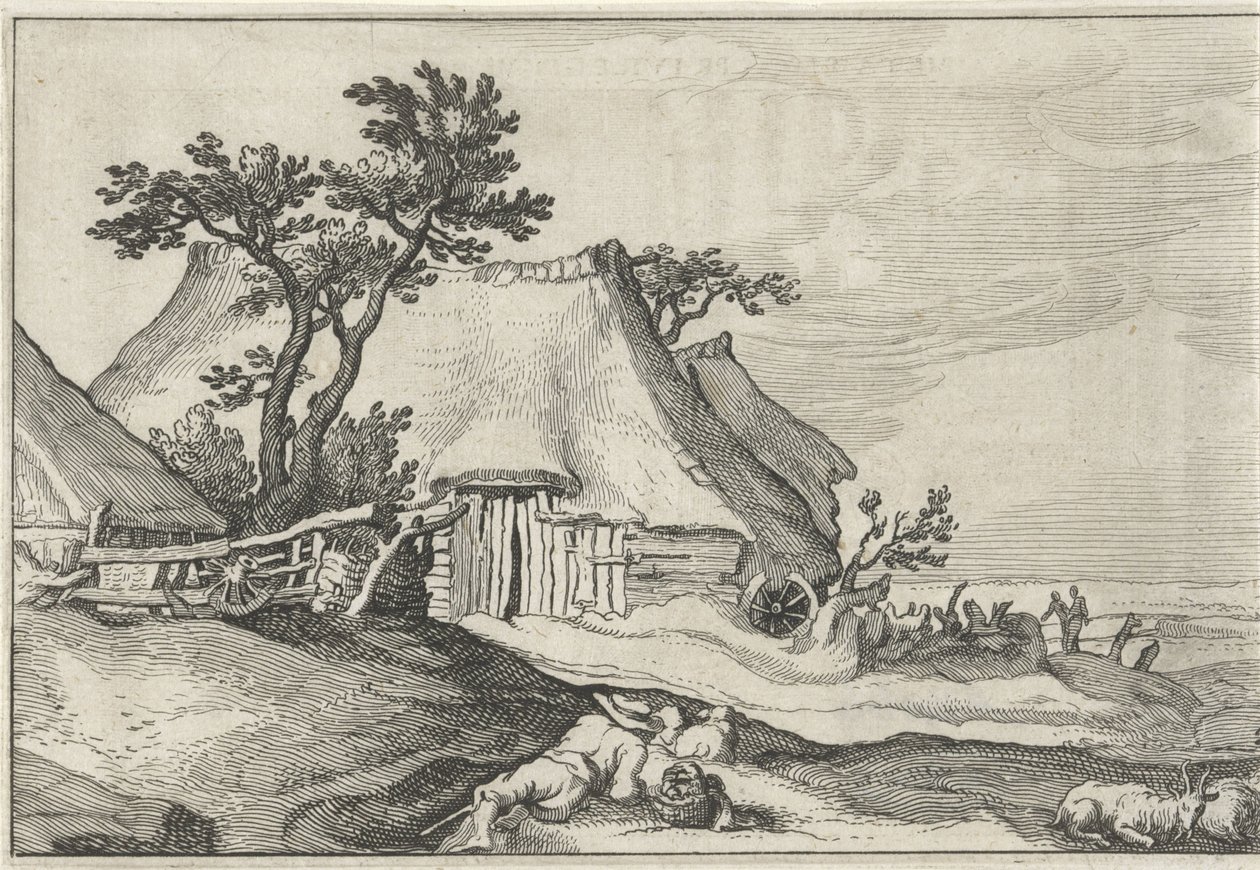 Fazenda e pastor com ovelhas e cabras
Paisagens com quintas (título da série) de Claes Jansz. Visscher (II)