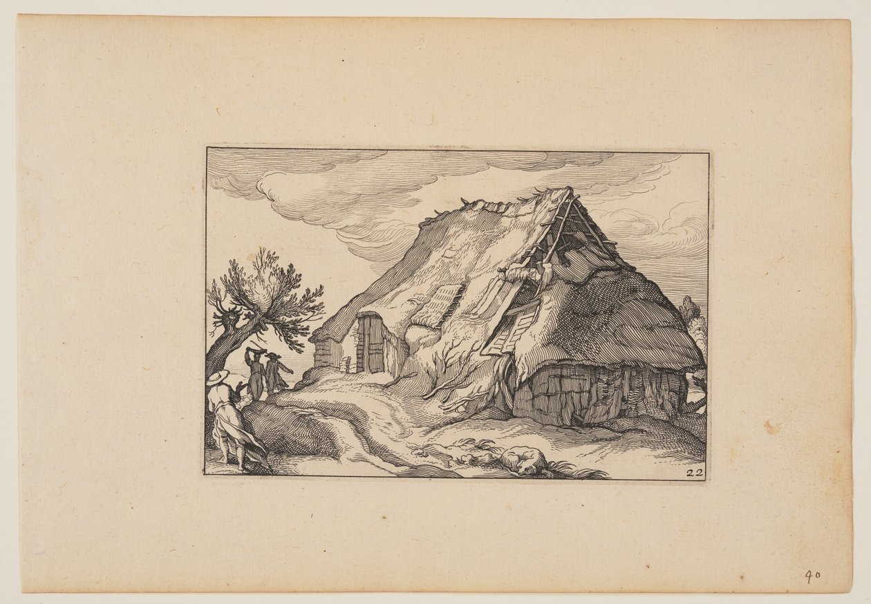 Um celeiro, de Paisagens (Verscheyden aerdige Lanthuysen...) de Claes Jansz. Visscher