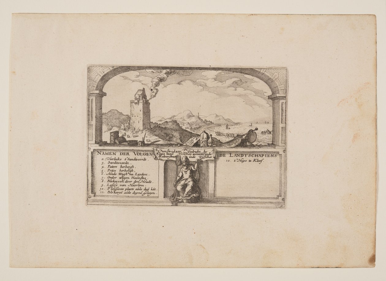 Farol em Zandvoort, a partir de vistas nos arredores de Haarlem (Plaisante Plaetsen) de Claes Jansz. Visscher
