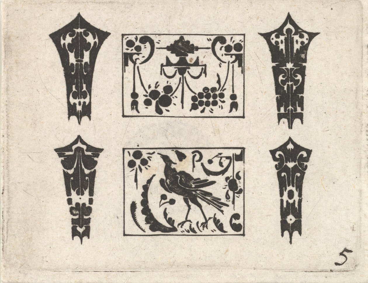 Impressão em preto com padrão simétrico de Schweifwerk, ca. 1620 de Claes Jansz Visscher
