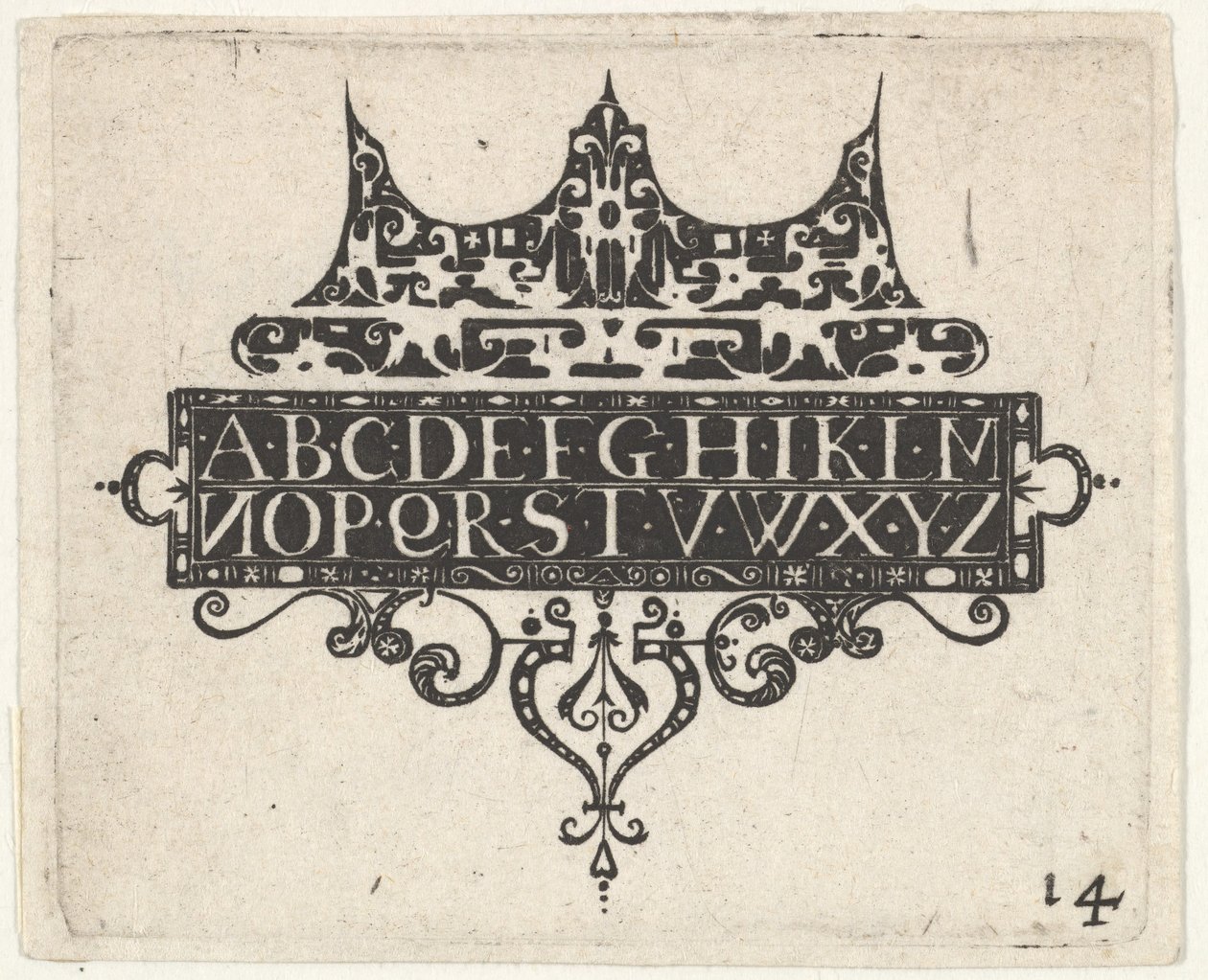Blackwork Print com o alfabeto, ca. 1620 de Claes Jansz Visscher