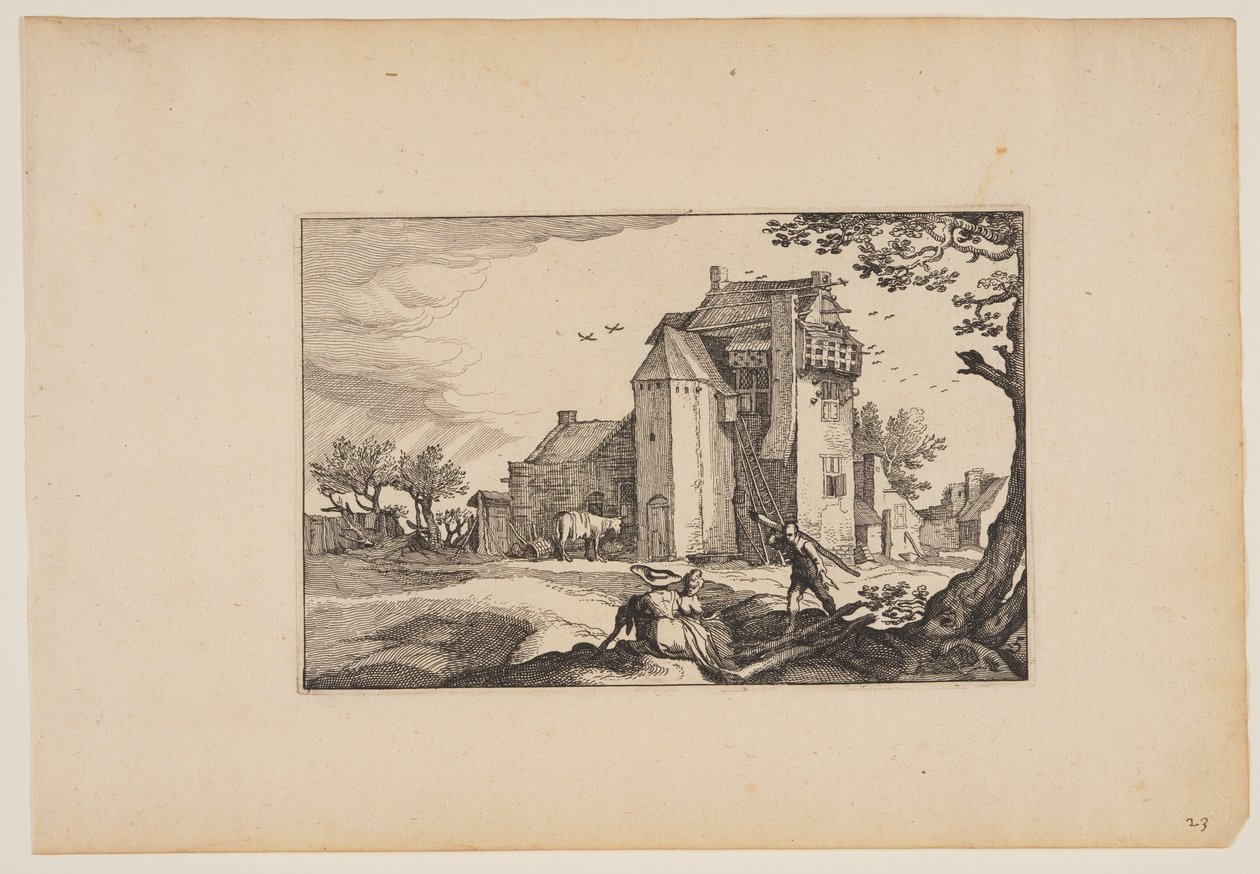 Quinta com pombais, de Paisagens (Verscheyden aerdige Lanthuysen...) de Claes Jansz. Visscher