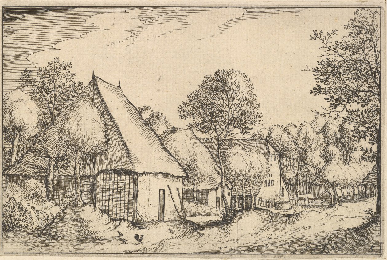Farmyard, placa 5 das cidades de Regiunculae e vários Ducados de Brabant, ca. 1610 de Claes Jansz Visscher
