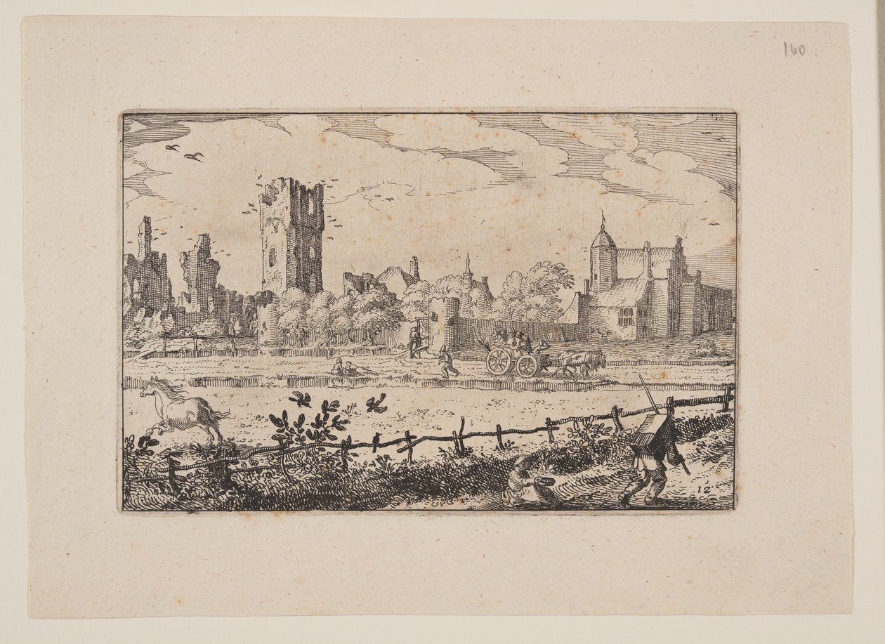 A casa em Cleef, perto de Haarlem, a partir de Vistas nos arredores de Haarlem (Plaisante Plaetsen) de Claes Jansz. Visscher
