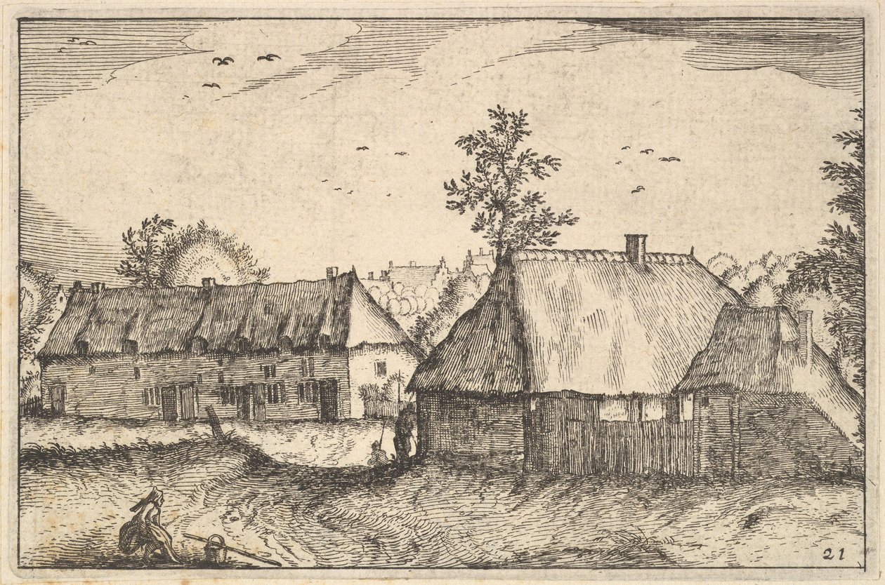 Grande galpão, placa 21 das cidades de Regiunculae e vários Ducados de Brabante, ca. 1610 de Claes Jansz Visscher