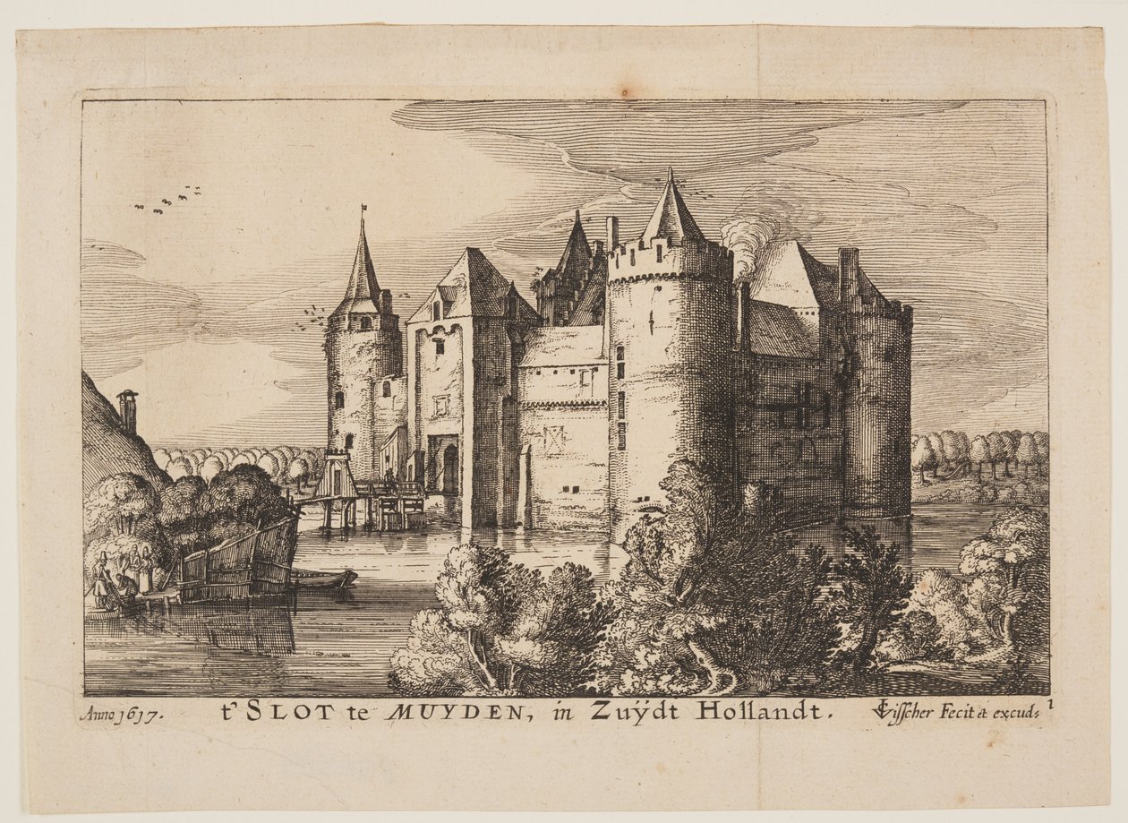 O Castelo de Muiden (ao contrário), de Quatro castelos na Holanda e Utrecht de Claes Jansz. Visscher
