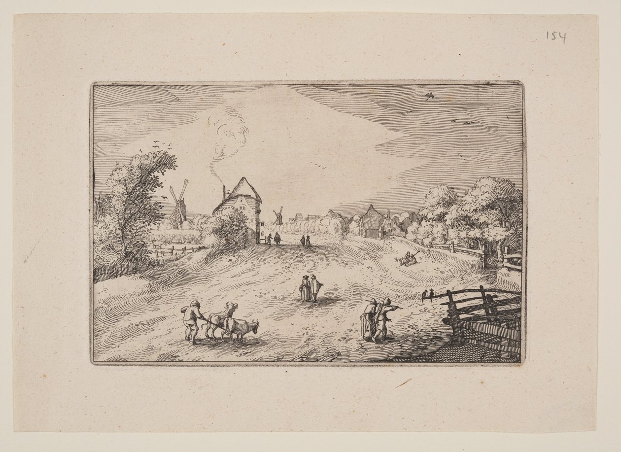 A Estrada em Direção a Leiden, a partir de Vistas nos Arredores de Haarlem (Plaisante Plaetsen) de Claes Jansz. Visscher