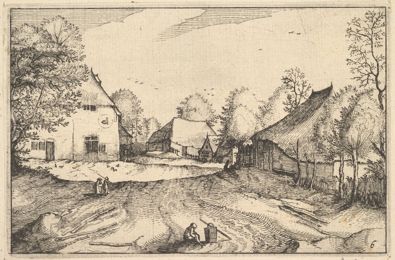 A Pousada do Cisne, placa 6 da alíquota de Regiunculae et Villae Ducatus Brabantiae, ca. 1610 de Claes Jansz Visscher