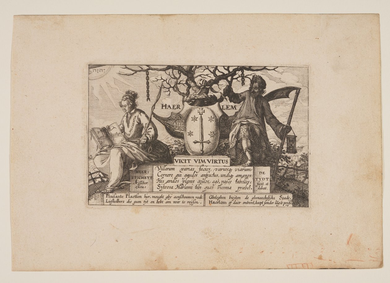 Folha de rosto, de Vistas nos arredores de Haarlem (Plaisante Plaetsen) de Claes Jansz. Visscher