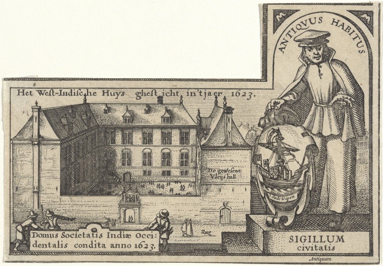 Casa da Índia Ocidental em Amsterdã, 1623-26 de Claes Jansz Visscher
