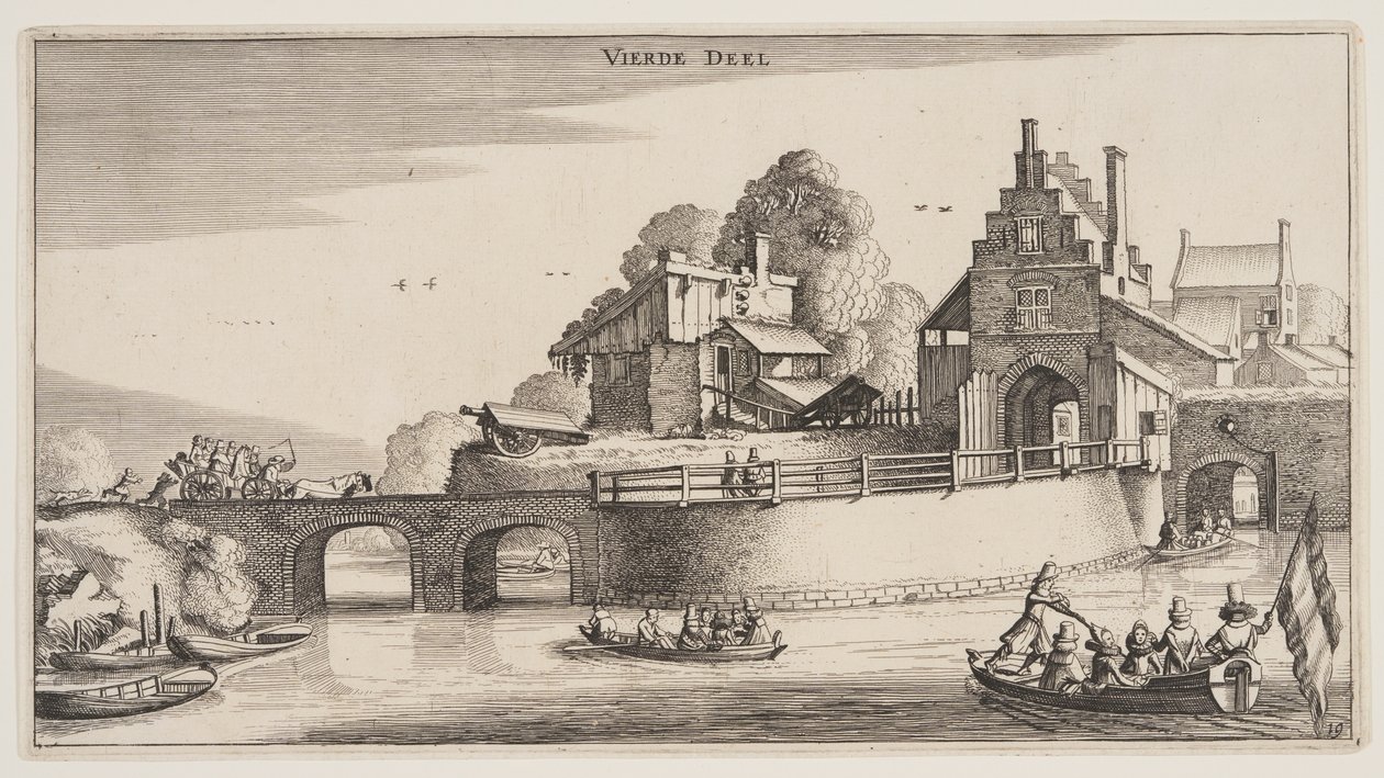 Entrada de uma cidade, de Paisagens (Playsante Lantschappen) de Claes Jansz. Visscher II