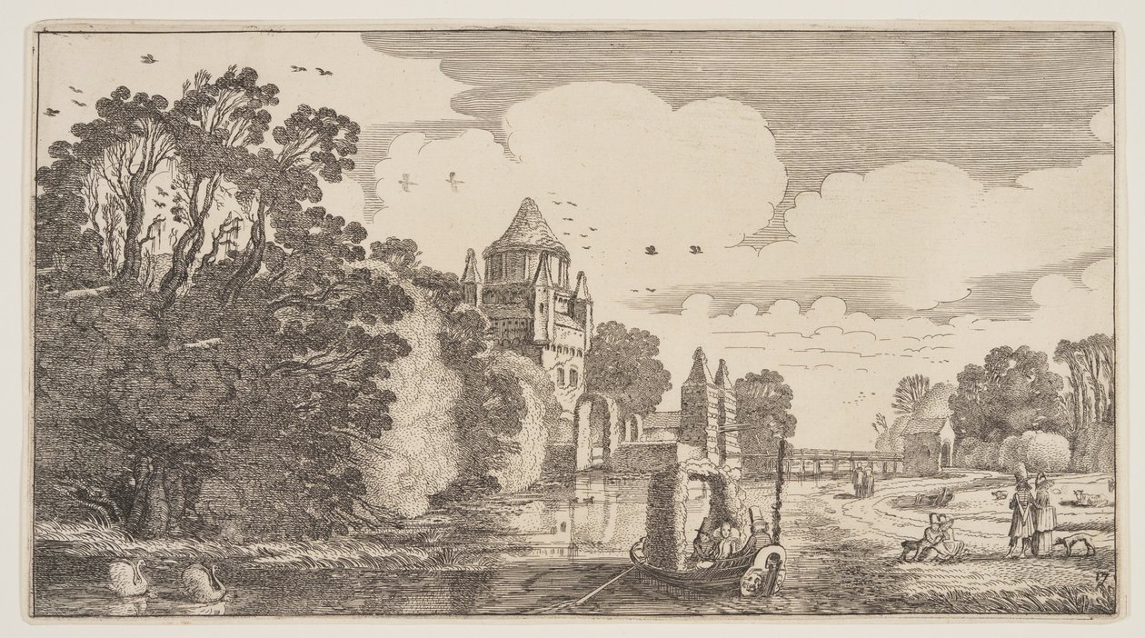 O "Kleine Houtpoort" em Haarlem, de Paisagens (Playsante Lantschappen) de Claes Jansz. Visscher II