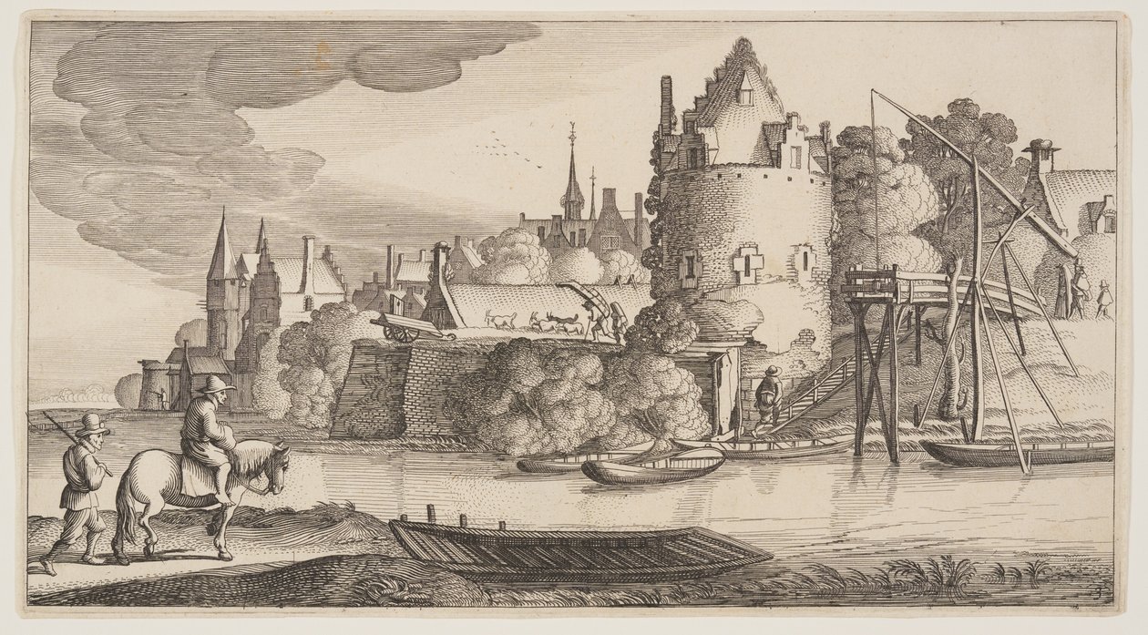 Cidade situada junto a um rio, de Paisagens (Playsante Lantschappen) de Claes Jansz. Visscher II