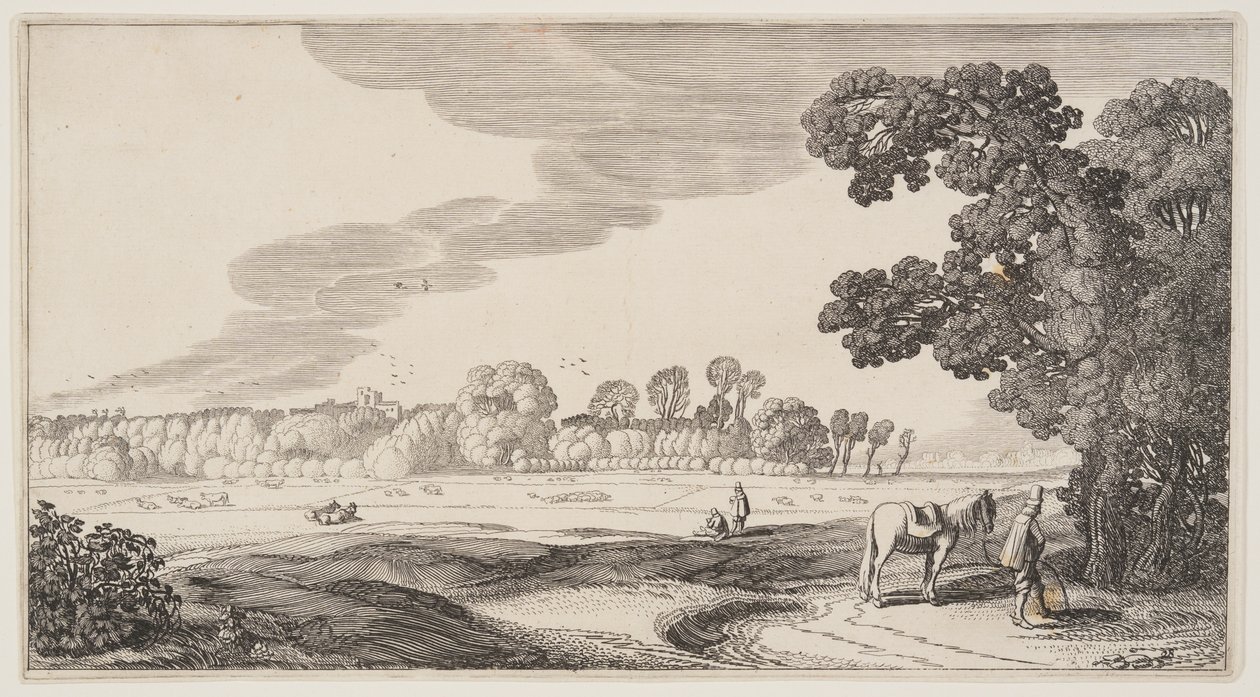 Vista de pastagens, de Paisagens (Playsante Lantschappen) de Claes Jansz. Visscher II