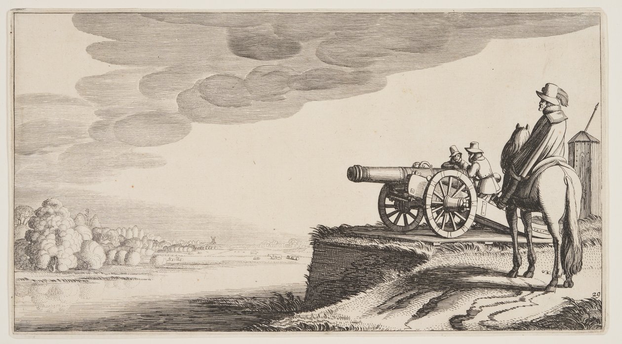 Torre de vigia sobre um rio, de Paisagens (Playsante Lantschappen) de Claes Jansz. Visscher II
