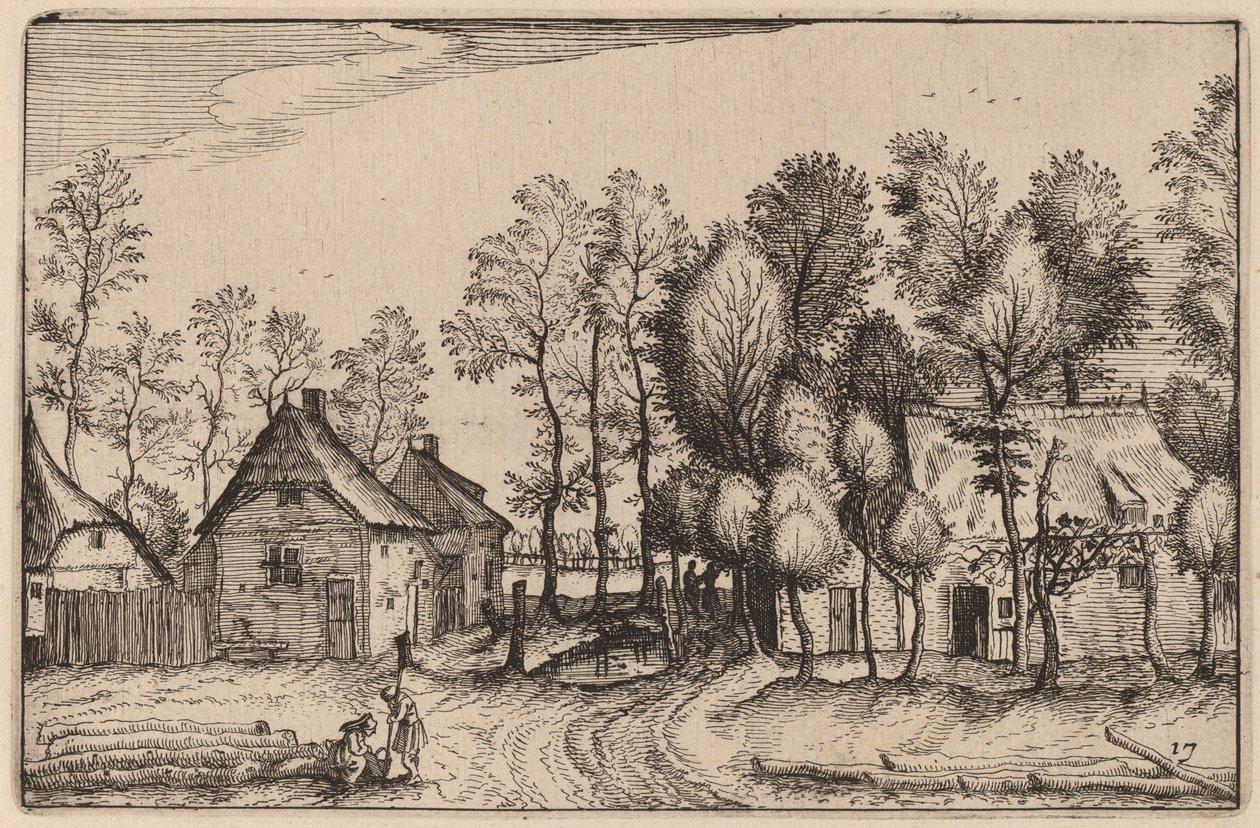 Paisagem com árvores cortadas de Claes Jansz Visscher after Johannes van Doetechum, the Elder after Lucas