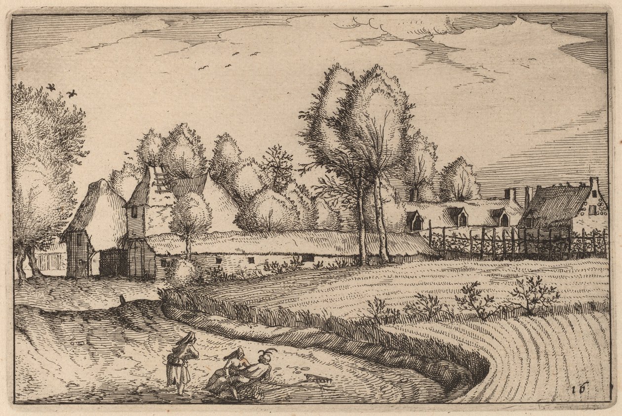 Estrada ao longo de um campo de Claes Jansz Visscher after Johannes van Doetechum, the Elder after Lucas